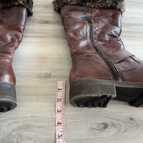 Baretraps  10 Paulette Leather Brown Studded Faux Fur Boots