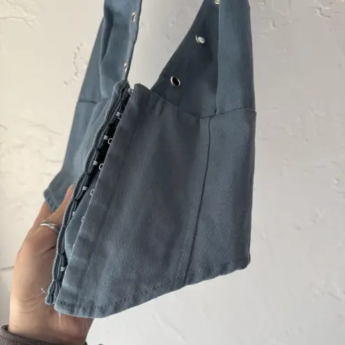 Blue Halter Corset Top Womens Medium Eyelet Hook Closure Edgy Festival Y2K Style Size 8