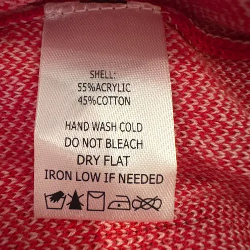 Peach Love California Short Sleeve Heart Sweater Womens Large Red Pink Valentine