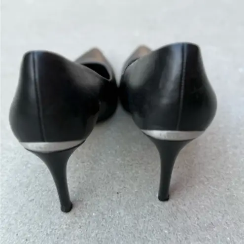 Calvin Klein  Black Pointed Classic Stiletto Pumps with Silver Detailing Size 8 thumbnail 4