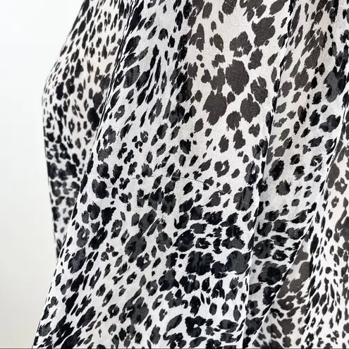 United Colors Of Benetton United Colors Benetton Animal Print Sheer Hi Lo Blouse 3/4 Sleeves Medium