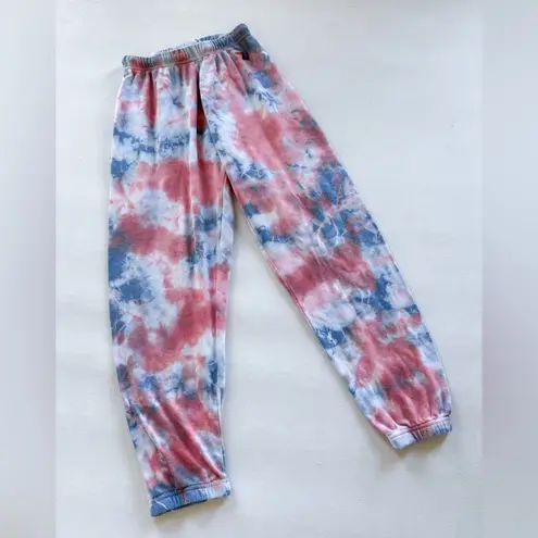 Aviator Nation LIGHT WEIGHT HAND DYED SWEATPANTS - TIE DYE RED sz S retails $148