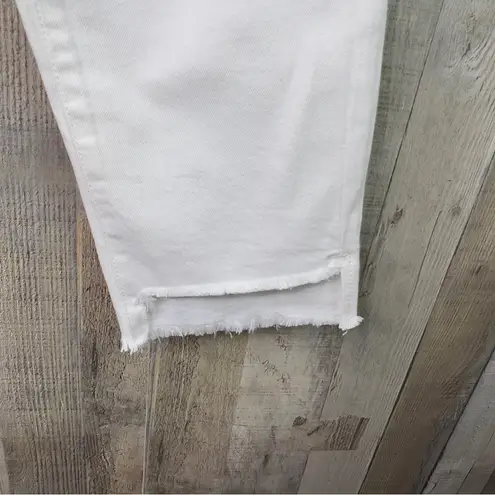 EVIDNT Los Angeles Size 29 Orsay Slim Asymmetrical Raw Cut Hem White Denim Jeans