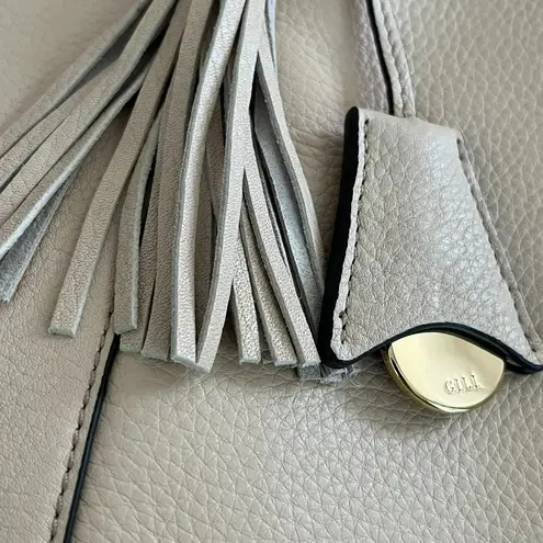 G.I.L.I Got it Love It Cream Pebbled Leather Convertible Handbag Crossbody