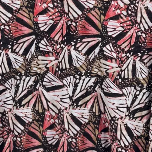 Roamans Womens Blouse Size 3x Butterfly Wing Print Waffle Knit Boho Warm Cozy Brown