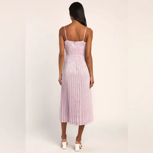 Lulu's Lavender Pleated Midi Dress XL Purple