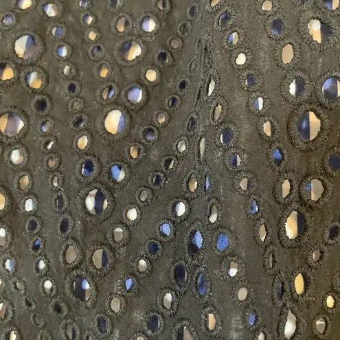 ZARA  Black Eyelet Mini Skirt with Blue Striped Hem