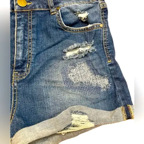 Design Lab Distressed Denim Shorts Cuffed Dark Wash EUC Size 31