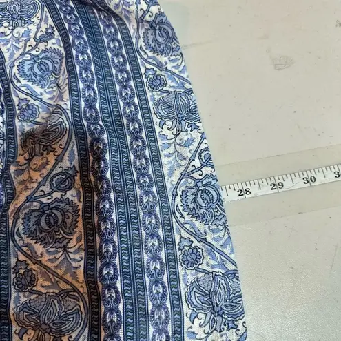 Suzanne Betro NWT Weekend Women's Floral Tassel Tie Blouse Blue Green Size XS