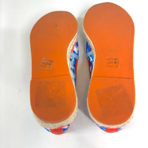 Sophia Webster Juana Oceana Leather Trim Closed Toe Flat Espadrille 37.5 Blue Size 7