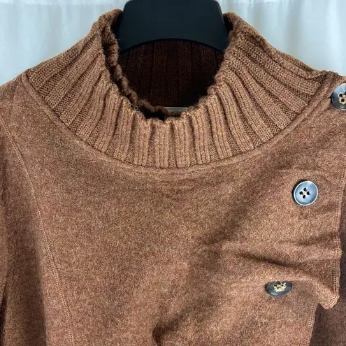 Pura Vida Brown Boiled Wool Sweater Wrap Front Diagonal Button Front Y2K Grunge Size L