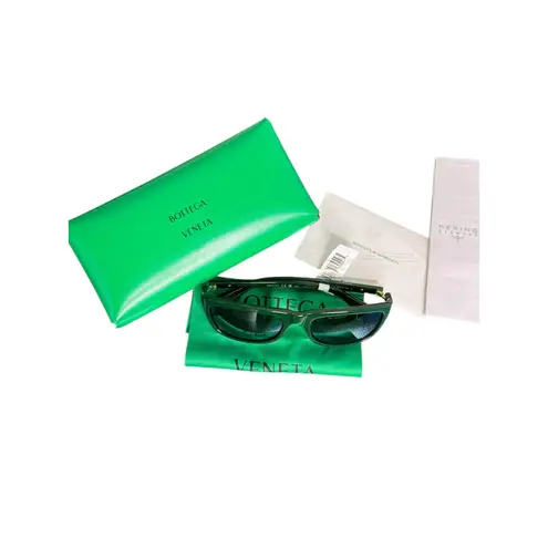 Bottega Veneta NWT BV1328SA Green and Gold Rectangular Sunglasses