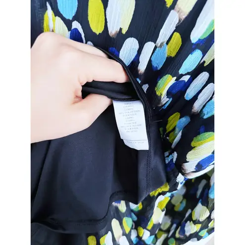 London Times Fit & Flare Long Sleeve Polka Dot Dress Plus 14W Black Blue