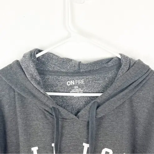 On Fire 100% Cotton Gray Cali Love Graphic Long Sleeves Hoodie Top, Size 3X