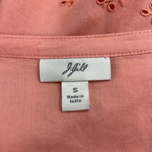 J. Jill Apricot Cotton Eyelet 3/4 Bell Sleeve Button Down Shirt Size Small