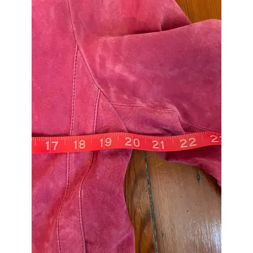 Reed Leather Co. Pink Suede Jacket Women’s Large Vintage Style Zip Up Moto Coat Red