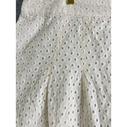 EVRI Eyelet Button Front Skirt White A