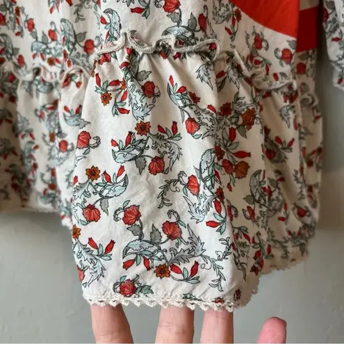 Democracy Dainty Floral Blouse Boho Ruffle Feminine Off Shoulder Lace Anthro cottage core