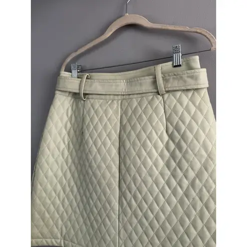 NWD House Of Sunny Mid Century Quilt Skirt Pistachio Green Vegan Leather Size 8