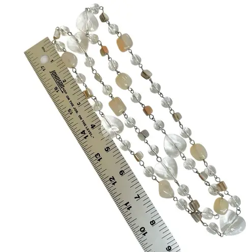 Long Chalcedony, Glass & Abalone Beaded Necklace