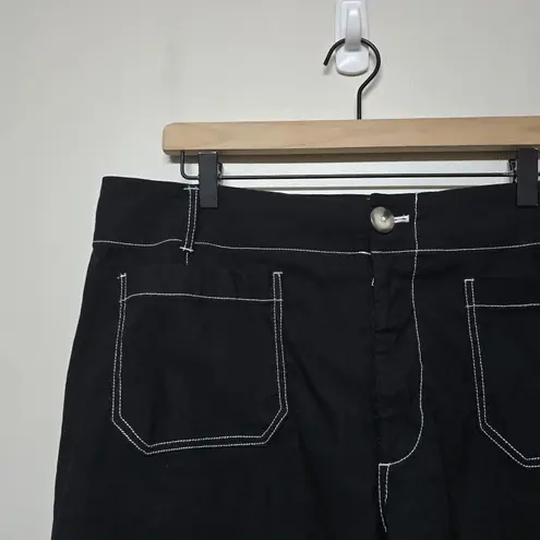 Maeve Anthropologie The Colette Wide Leg Black Crop Pants Contrast Stitch Sz 16W