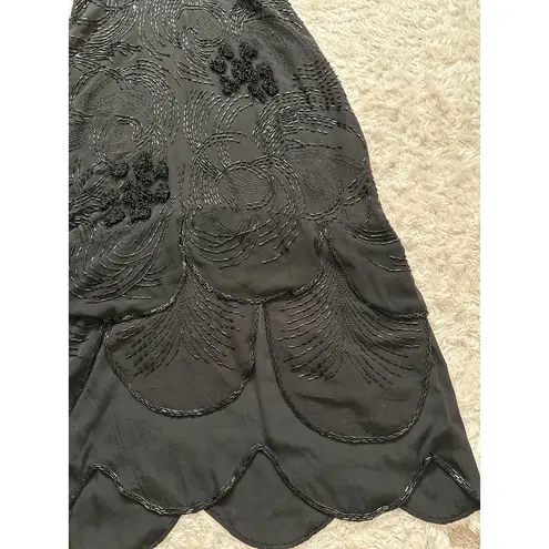 Handmade Gorgeous 2 Piece Fully Beaded Silk Corset Maxi Dress Black Tie Formal