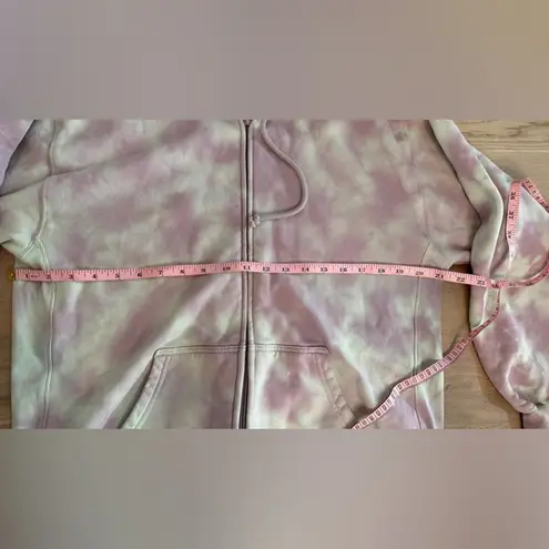 TNA cozy fleece pink green tie dye zip up sweatshirt size 1