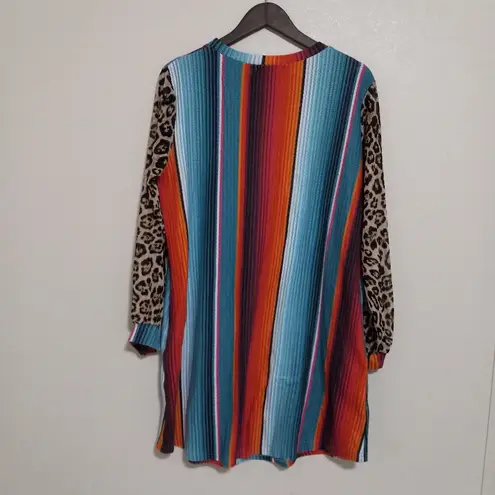Crazy Train 2X Vivid Serape Leopard Shift Mini Dress Plus