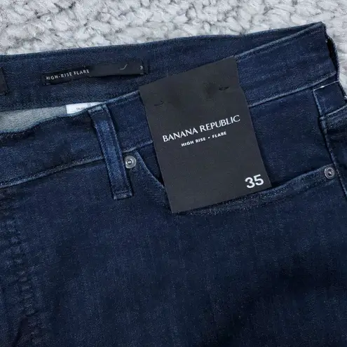 Banana Republic  Premium Denim High Rise Flare Jeans Blue Dark Wash Plus Size 35