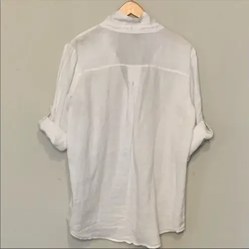 August Silk ✨ | 100% linen popover w/ roll/tab sleeve✨