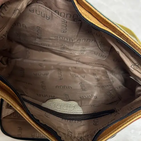 Anna Hand Painted Leather Crossbody Messenger Flap Bag with built in wallet like