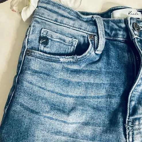 KanCan Madeline Triple Fray Hem High Rise Denim Cut Off Shorts Blue Size 27