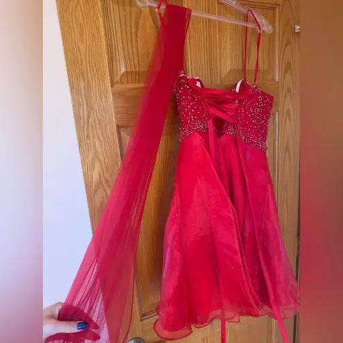 Abby Paris Elegant Red Strapless Dress