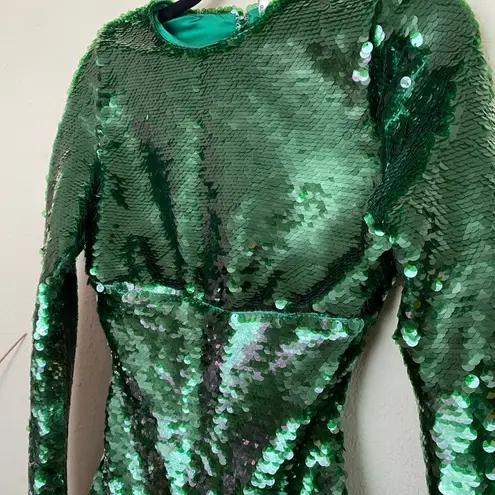 House Of CB  'Belle' Pine Green Sequin Maxi Dress NWOT size XS