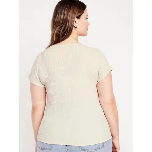 Old Navy  Fitted Square-Neck T-Shirt in Textured Ivory