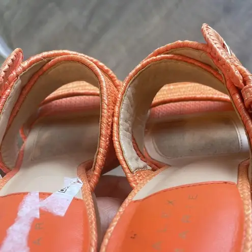 Alex Marie Quimby Raffia Slide Sandals Women's Orange Woven Heeled Sandals