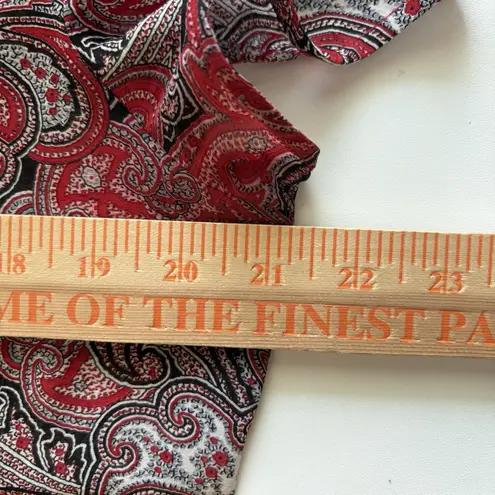 St. John Silk Ruffle Front Red Black Blouse/Top/Shirt 14