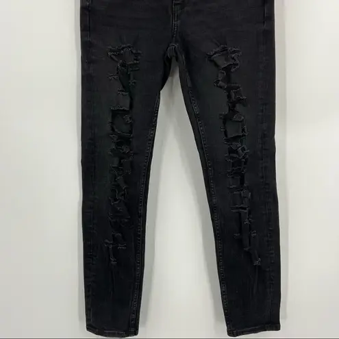 ZARA  Woman Premium Denim Black Skinny Distressed Jeans Size 8