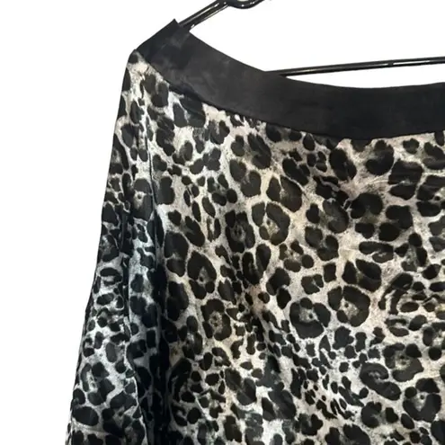 Fashion Magazine Tan & Black Leopard Animal Print One Arm Blouse Women Sz L