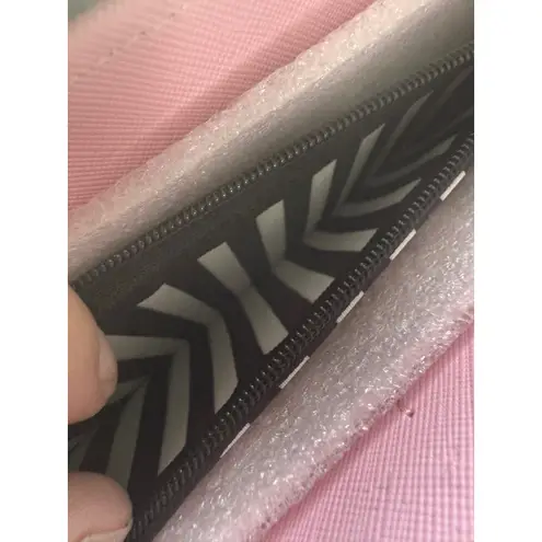 Marc Tetro Pink Saffiano Leather Zip Around Wallet Black Cat Graphic Playful