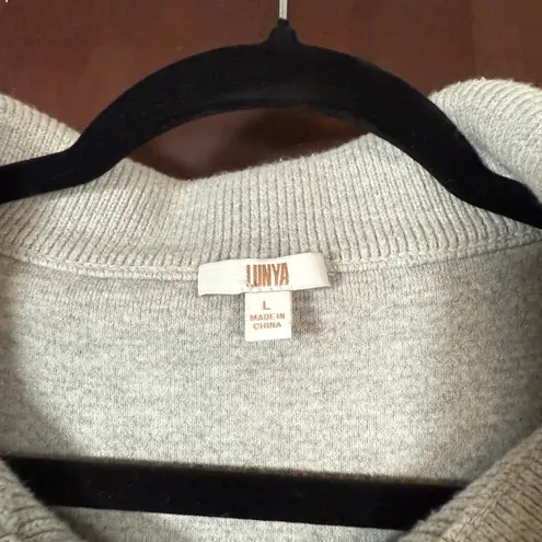 LUNYA | Cottonsilk Collared Half Zip Sweater in Heather Gray | Large