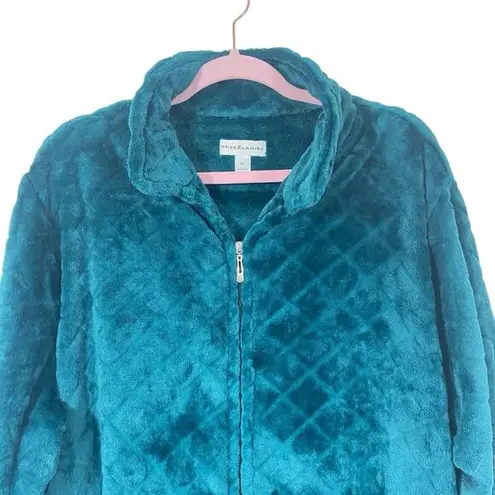 MISS ELAINE NWT $90 plush zip front cozy long robe dress XL Green