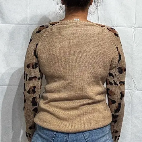 Belle Du Jour Leopard Print High Low Hem Sweater Sz M Tan Size M