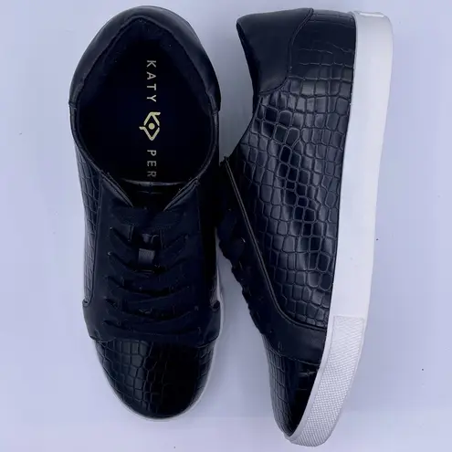 Katy Perry crocodile lace up luxe sneakers black/white women Size 7 1/2