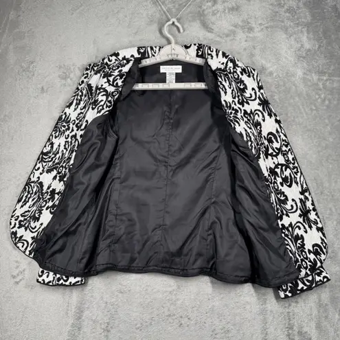 Jackie Jon Blazer Womens 12 Black White Baroque Pleated Jacket Elegant Evening