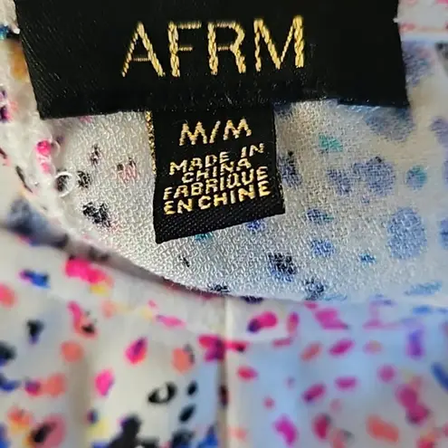 AFRM Women's Long Sleeve Balloon Blouse – Colorful Animal Print – Size Medium Pink