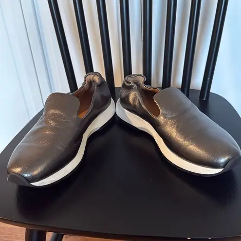 Aquatalia Keona metallic pewter Leather slip on sneakers 9