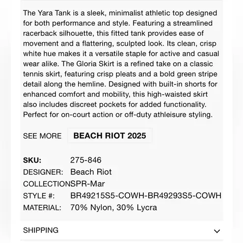 Beach Riot $98 Yara White Sports Bra Tank top XS