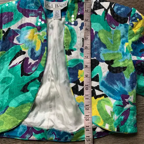 Vintage A.J. Bari Multicolor Sequin Abstract Jacket 4 Green