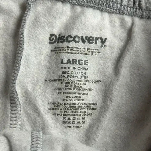 Discovery Women's Shark Week 88 Elastic Waist Drawstring Gray Short L Large NWOT